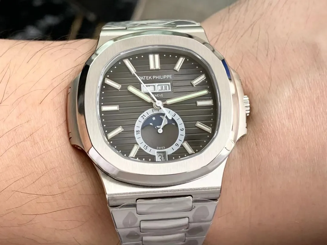 Patek Philippe Nautilus 5726/1A-001 Replica Black Gradient Dial Annual Calendar Moonphase Automatic 40.5mm Watch On-wrist Shot