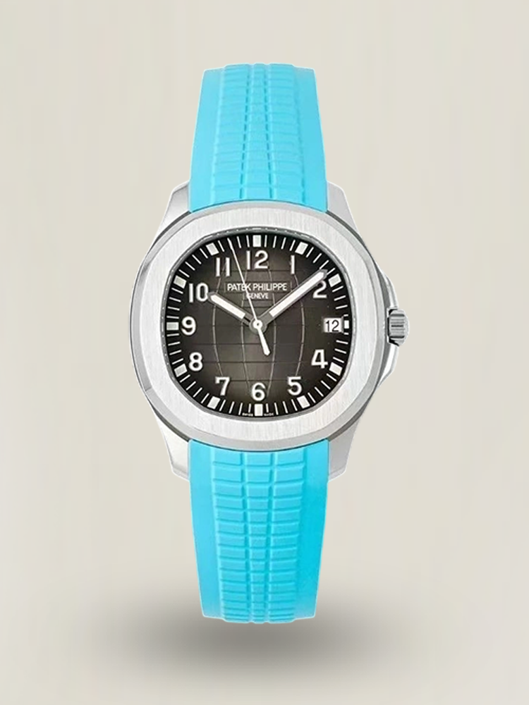 PPF Factory Patek Philippe Aquanaut 5167A Replica Sunburst Charcoal Gray Dial Tiffany Blue Rubber Strap Luxury Watch Main Image