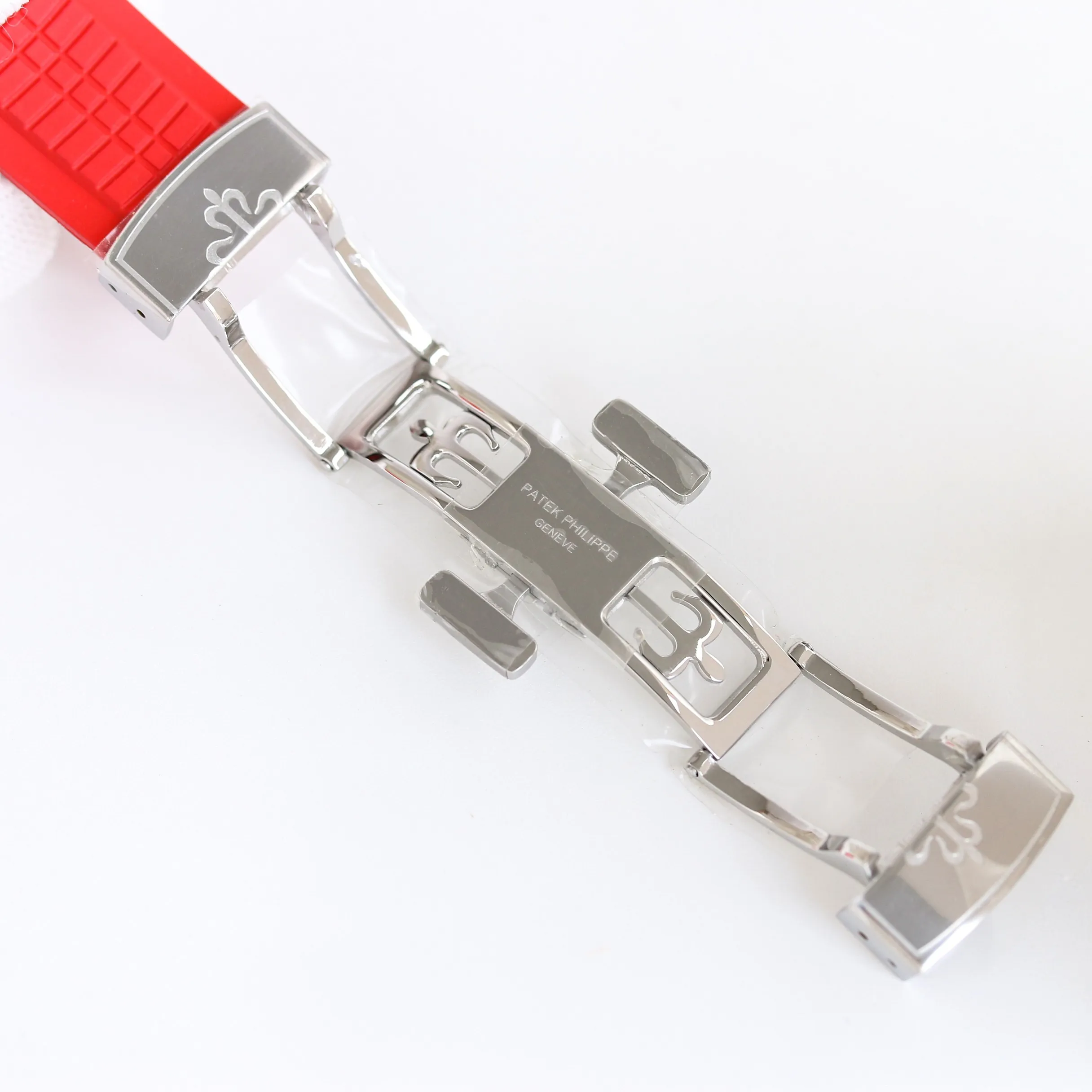 AIM Super Clone Patek Philippe Aquanaut 5167 Replica Grey Gradient Dial Watch with Diamond Bezel and Red Rubber Strap Clasp