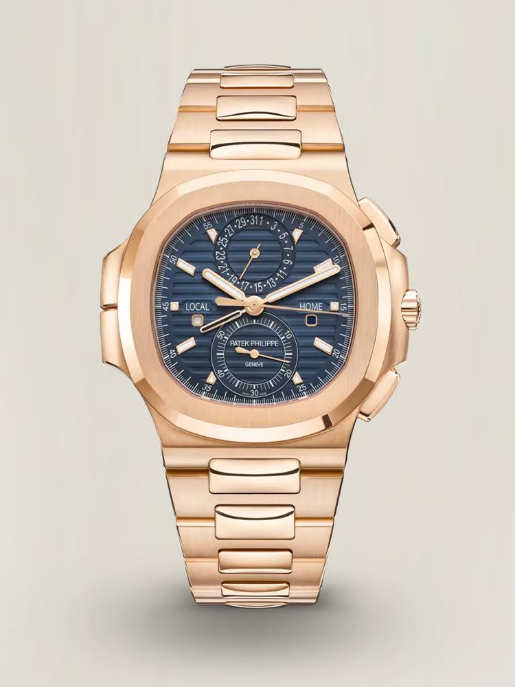 Patek Philippe Nautilus 5990/1R-001 Replica Horizontally Embossed Sunburst Blue Dial Rose Gold Tone Case Super Clone Watch Main Image