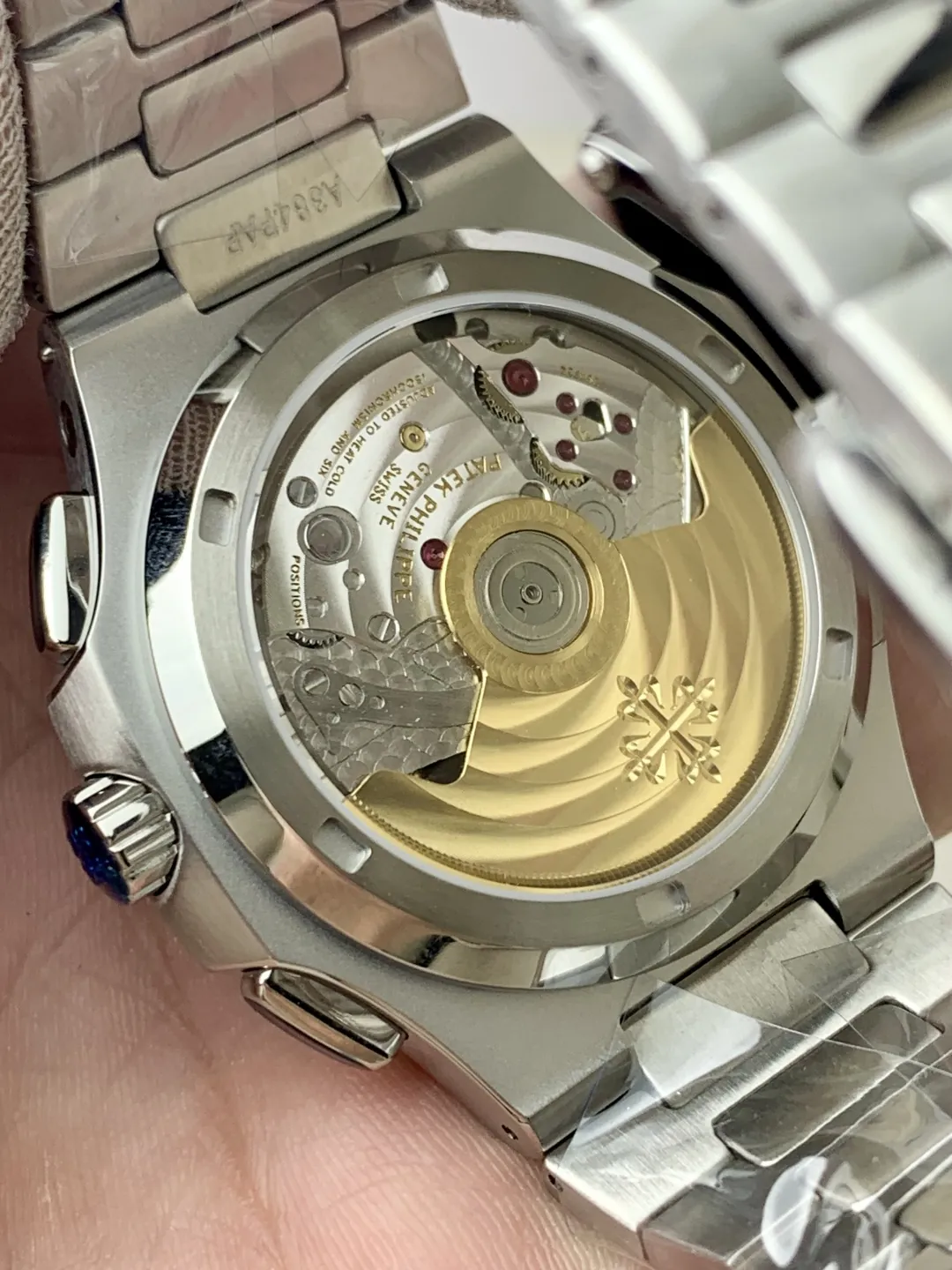 P1 Factory Super Clone Patek Philippe Nautilus 5990/1A Replica Gray Dial 40.5mm Stainless Steel Case Dual Time Watch Case Back